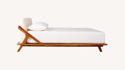 CB2 Drommen Acacia Wood Bed Testing the Minimalist Low-Profile Design