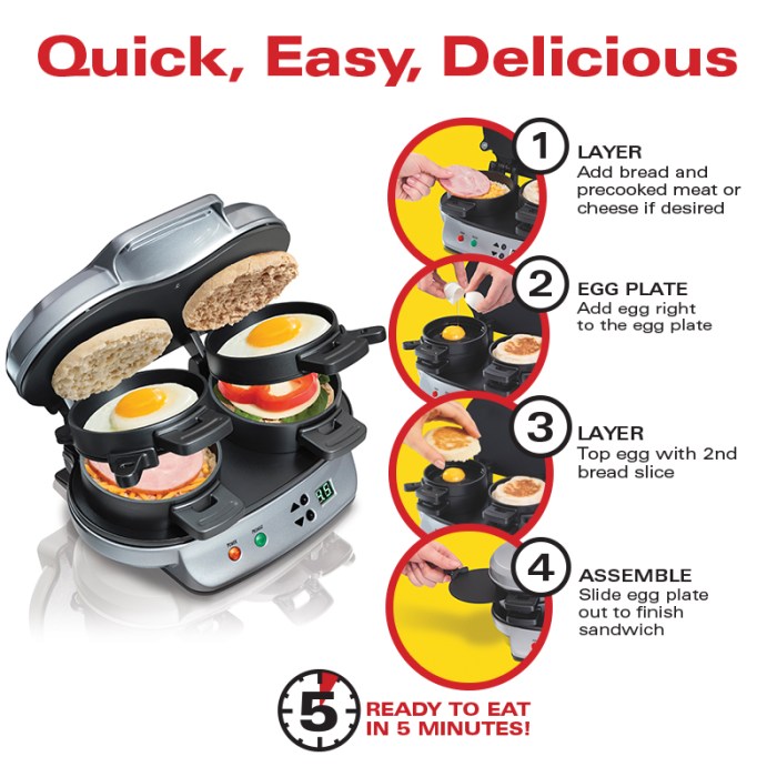Hamilton Beach Dual Sandwich Maker Breakfast in 5 Minutes