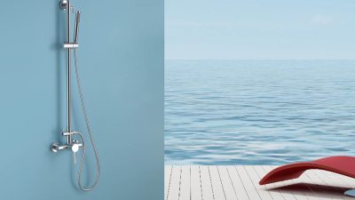 Stainless outdoor shower fixture for your home oasis