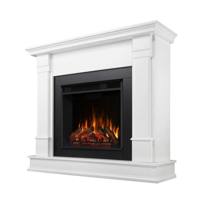 Electric Fireplace Mantel – Modern White – Real Flame